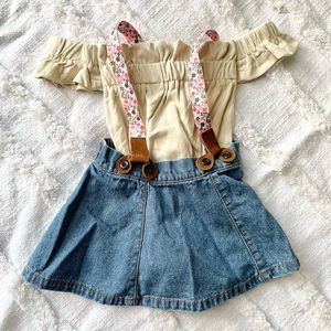 Baby B'gosh suspender skirt overalls with Baileys Blossom shirt- 2 piece